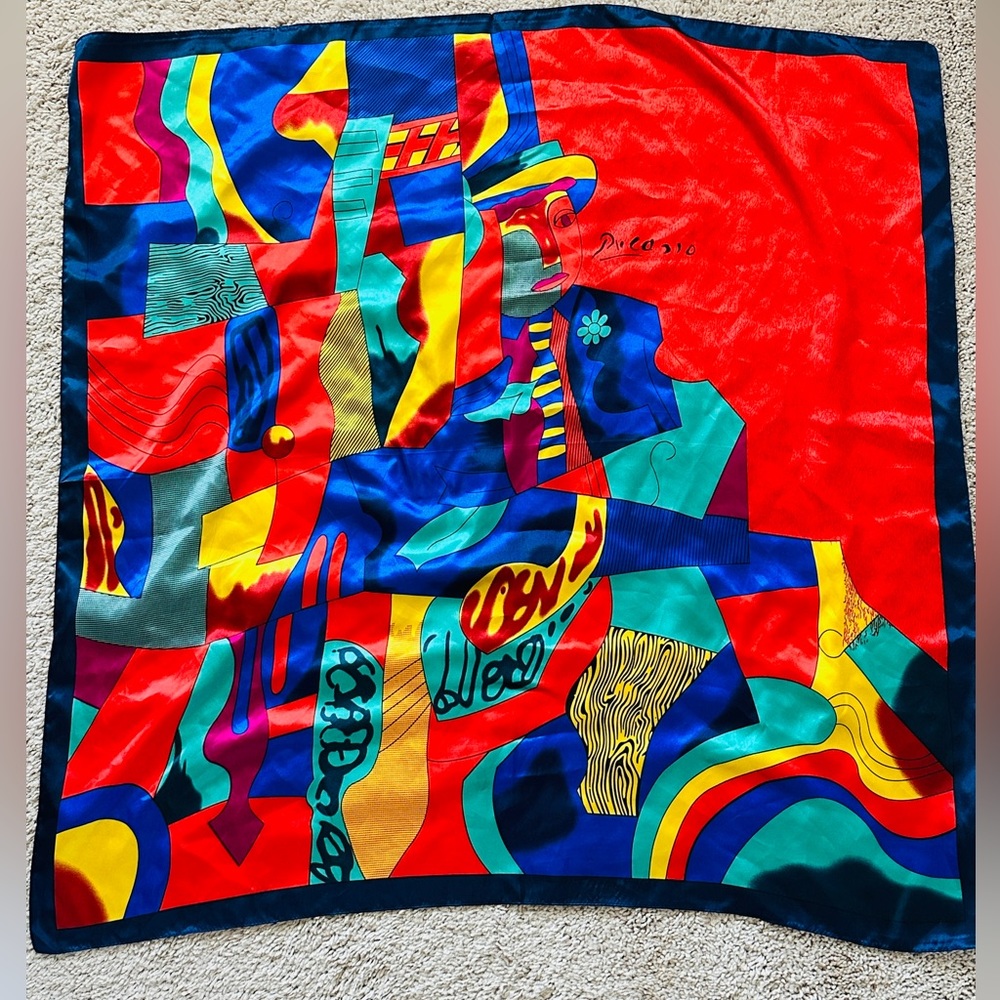 Picasso Vibrant Muticolor Abstract Large Square Scarf